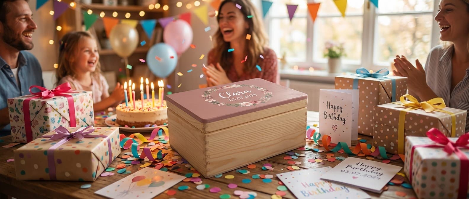 Geburtstag Erinnerungskiste – personalisierte Holzkiste