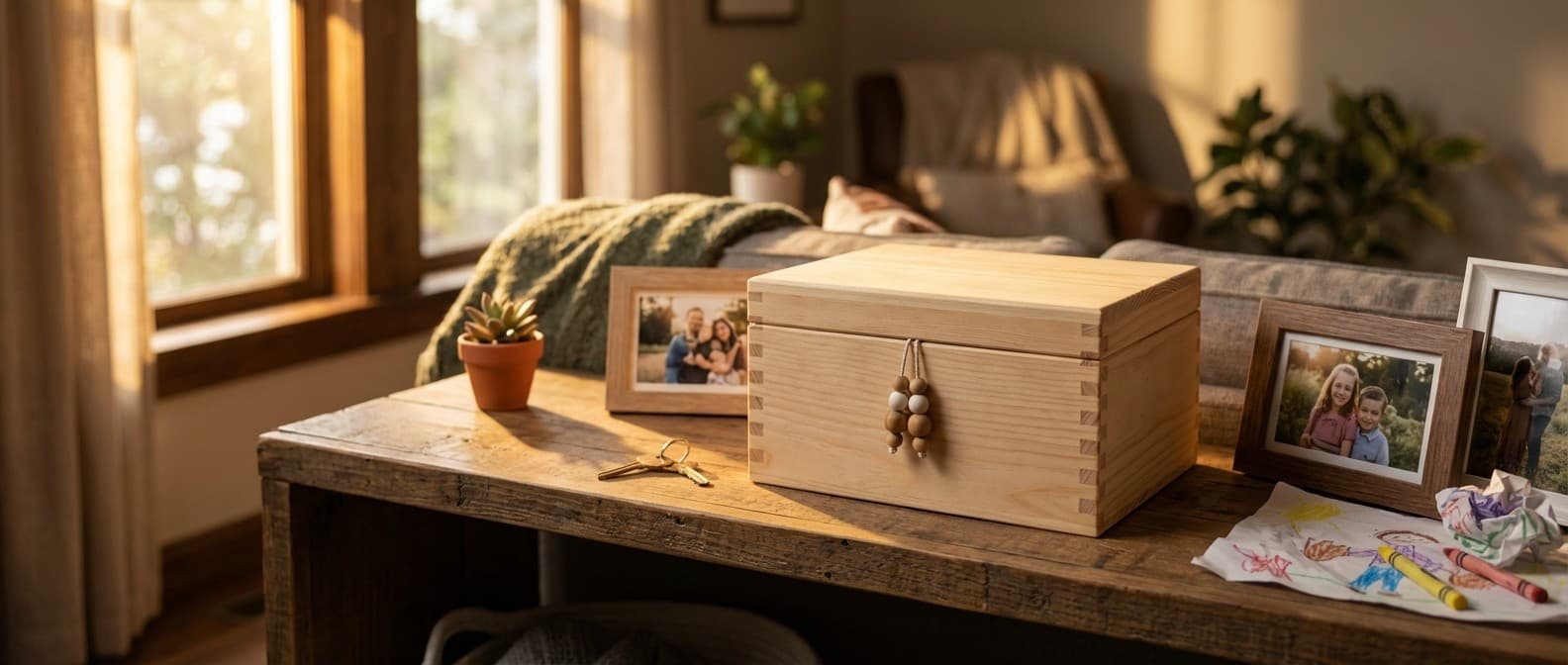 Zuhause Erinnerungskiste – personalisierte Holzkiste